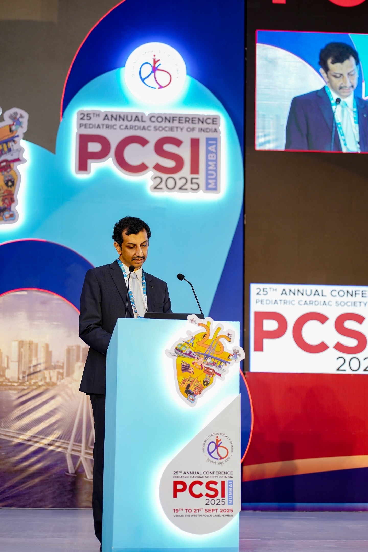 Best pediatric cardiologist in Mumbai Dr Supratim Sen delivering a talk at the international conference PCSI faculty. Chairman Scientific Committee of PCSI